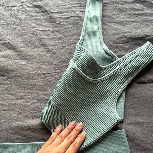 Mint Green Ribbed Two-Piece Set - Picture 4 of 5